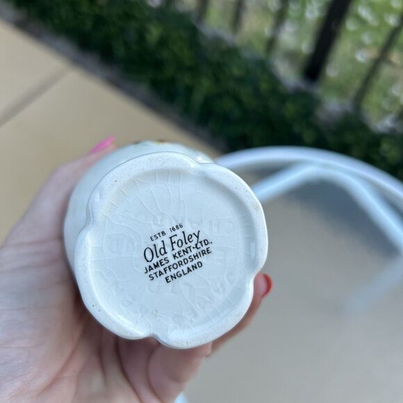 Vintage Old Foley James Kent Strawberries Butterflies Bud Vase Pitcher England - Picture 7 of 10